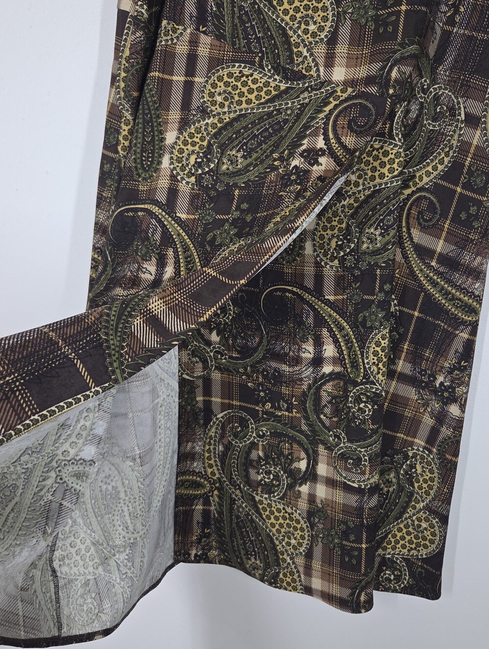 Vtg Y2K Cato Paisley Plaid Midi Skirt 12 Grunge Whimsigoth Academia Forest Boho - Picture 3 of 9